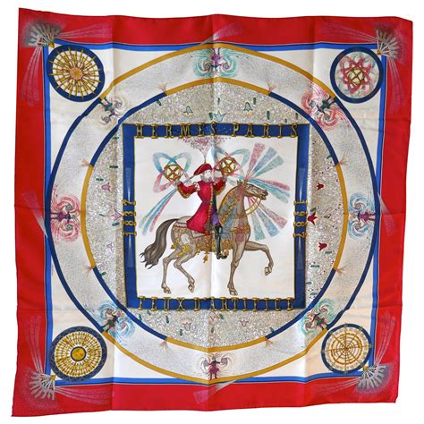 hermes scarf feux d& 39|1987 Hermes 150th Anniversary Silk Scarf “Feux d”Artifice .